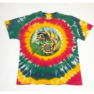 Vintage Rasta Lizard T-Shirt Large Tie Dye Ganja Weed Jamaica Hippe Beach Single